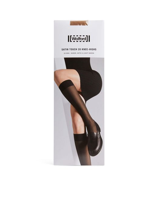Wolford White Satin Touch 20 Knee-high Stockings