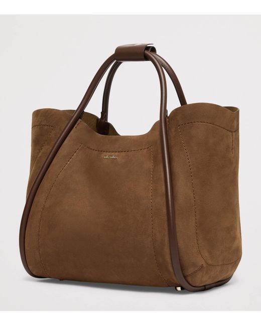 Max Mara Brown Small Nubuck Leather Marine Top-Handle Bag