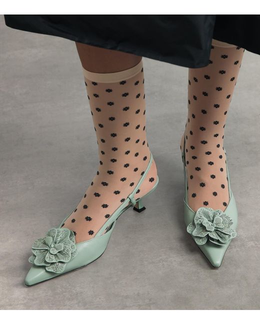 Wolford White Daisy Mid-Calf Socks