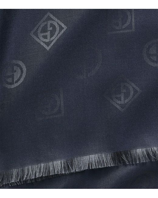 Giorgio Armani Blue Silk Jacquard Stole Scarf for men