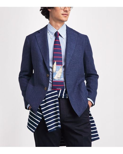 Polo Ralph Lauren Blue Silk Stripe Sailboat Tie for men
