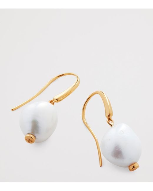 Monica Vinader White Vermeil And Keshi Pearl Nura Earrings
