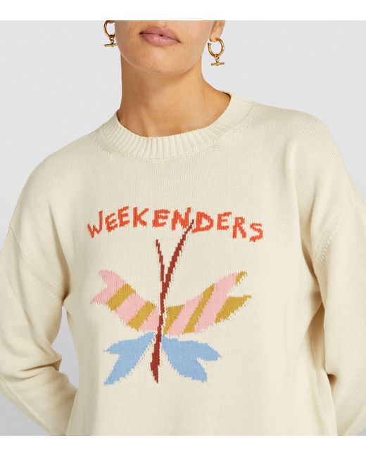 Weekend by Maxmara White Butterfly Design Sweater