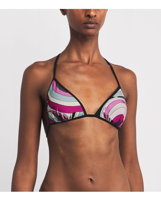 Emilio Pucci Purple Iride Print Bikini Top
