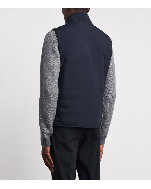 FIORONI CASHMERE Blue Virgin Wool Down Reversible Gilet for men