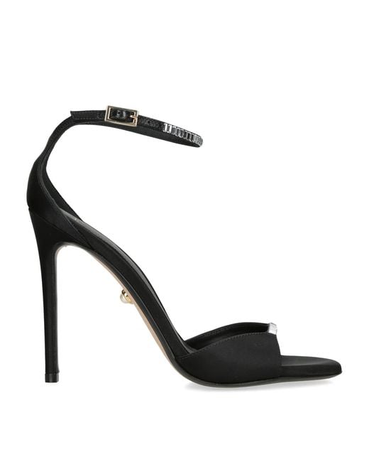 ALEVI Black Satin Ninel Xtal Heeled Sandals 110