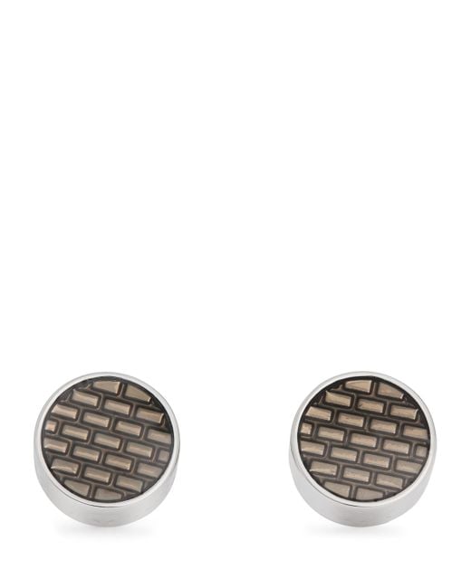 Tateossian Metallic Rhodium-Plated Brick Cufflinks for men