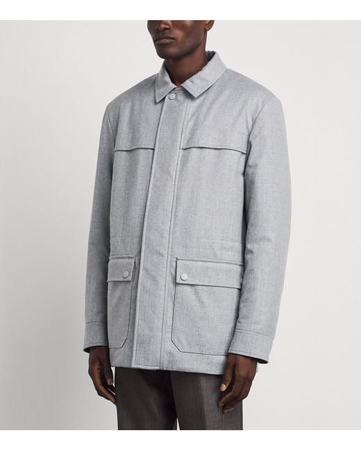 Canali Gray Wool Field Jacket for men