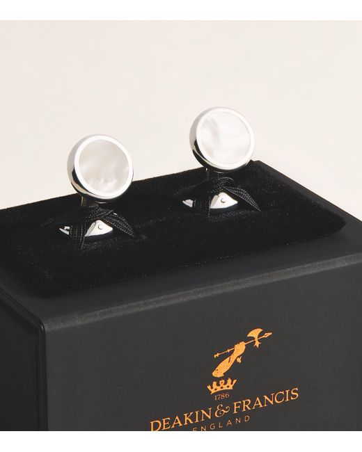 Deakin & Francis Natural Sterling Mother-Of-Pearl Round Cufflinks for men
