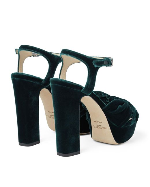 Jimmy Choo Blue Heloise 120 Velvet Platform Sandals