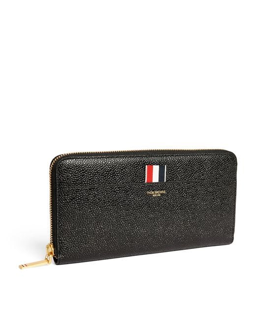 Thom Browne Black Leather Continental Zip Wallet