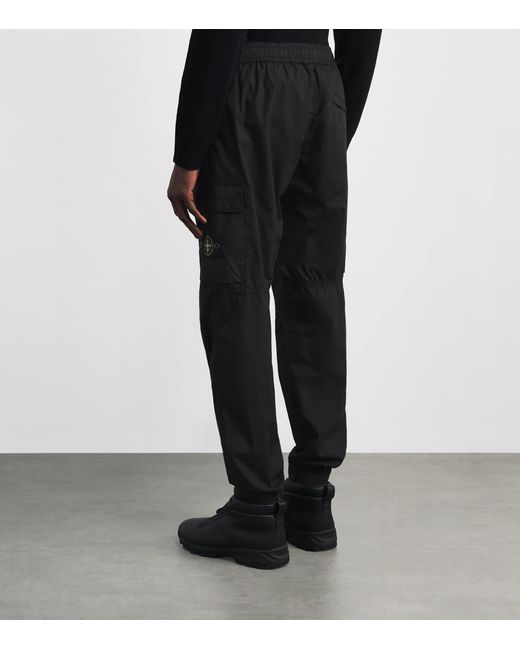 Stone Island Black Stretch-Cotton Cargo Trousers for men