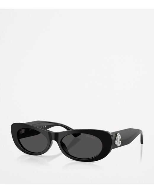 Jimmy Choo Black Oval Logo Sunglasses