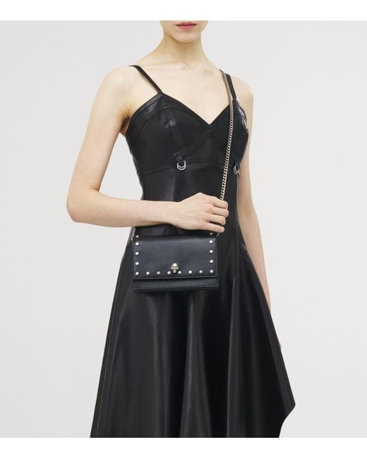 Alexander McQueen Black Small Leather Skull Cross-Body Bag