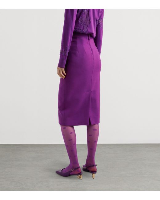 Dolce & Gabbana Purple Metallic Logo Skirt