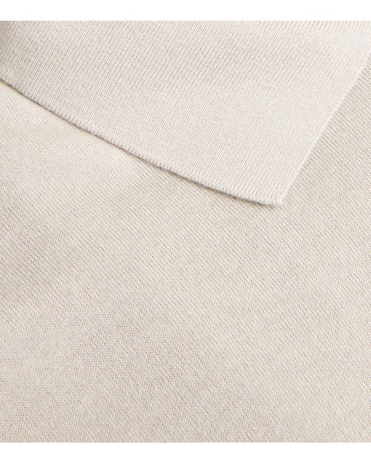 FIORONI CASHMERE White Cotton-Cashmere Polo Sweater for men