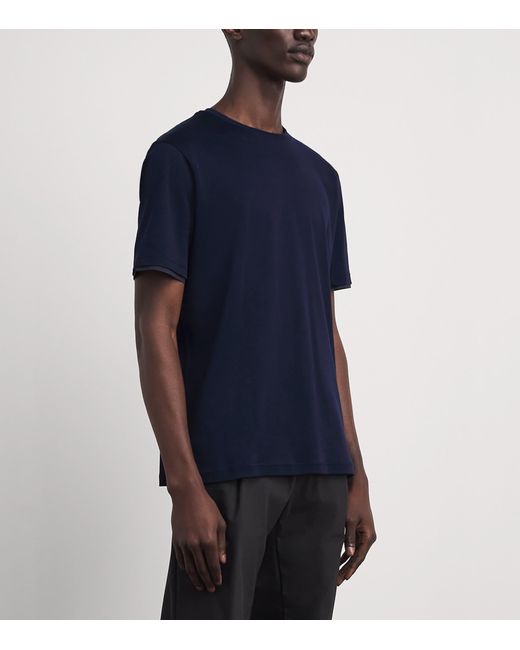 Herno Blue Cotton Layered T-Shirt for men