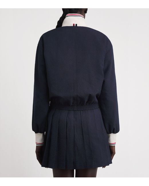 Thom Browne Blue Wool Seersucker Track Jacket