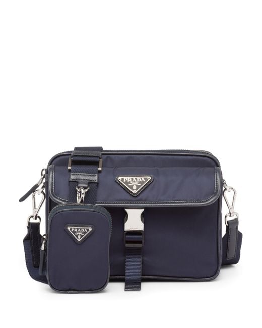 Prada Blue Re-Nylon Pouch Crossbody Bag for men