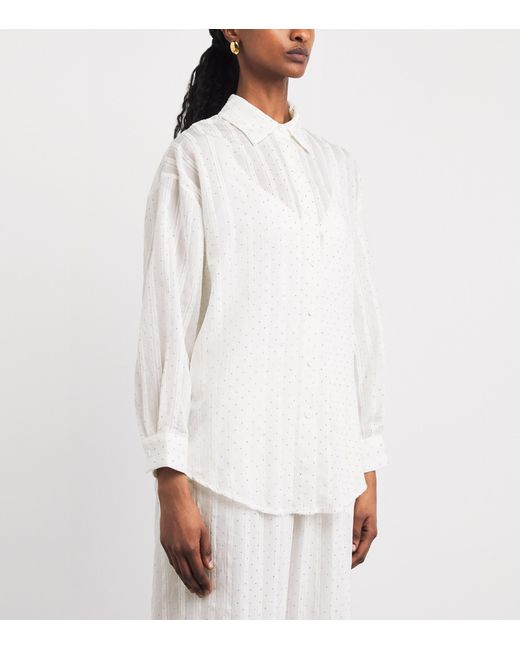 Melissa Odabash White Cotton Diamanté Ziggy Shirt