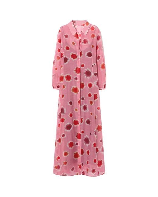 Marina Rinaldi Pink Cotton-Silk Maxi Shirt Dress