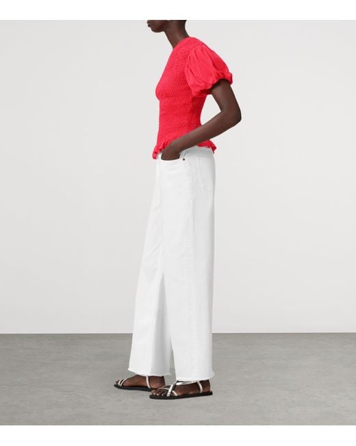 AllSaints Red Smocked Dael Top