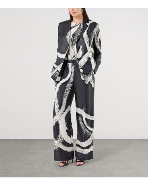 Marina Rinaldi Black Silk Printed Blazer