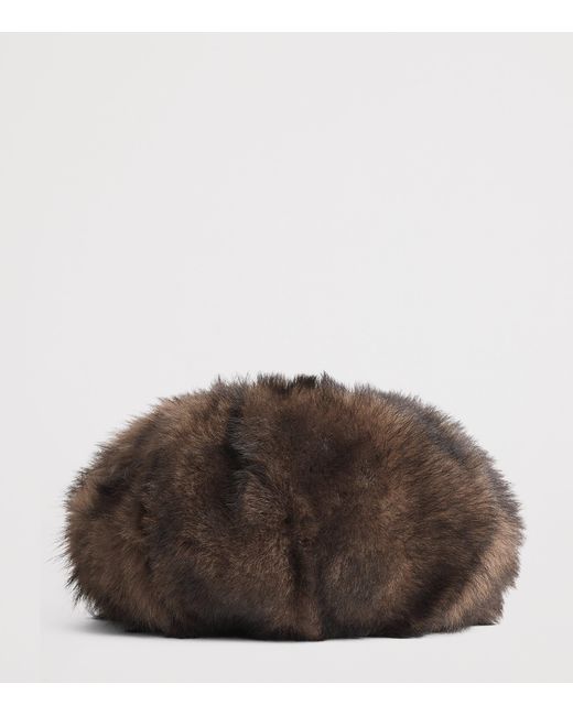 Chloé Brown Shearling Plissé Shoulder Bag