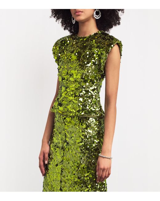 green emerald velvet dress GANNI - CRINKLED SATIN SLIP DRESS