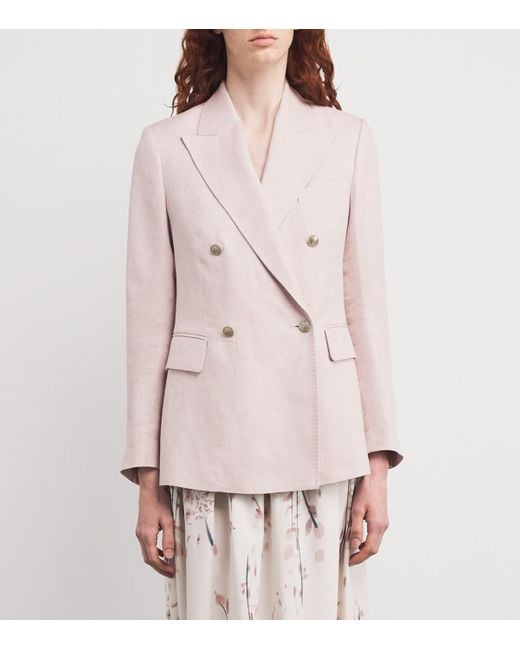 Eleventy Pink Linen Double-Breasted Blazer
