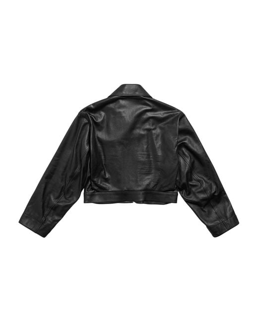 Balenciaga Black Cropped Leather Jacket