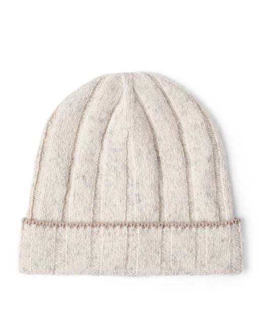 Brunello Cucinelli Natural Cashmere Ribbed Beanie for men
