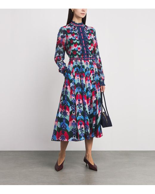 Saloni Blue Emilia Midi Dress