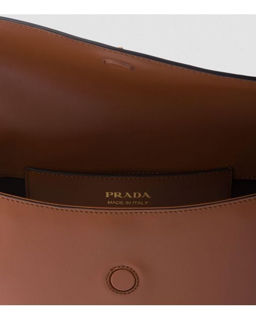 Prada Brown Leather Arqué Flap Shoulder Bag