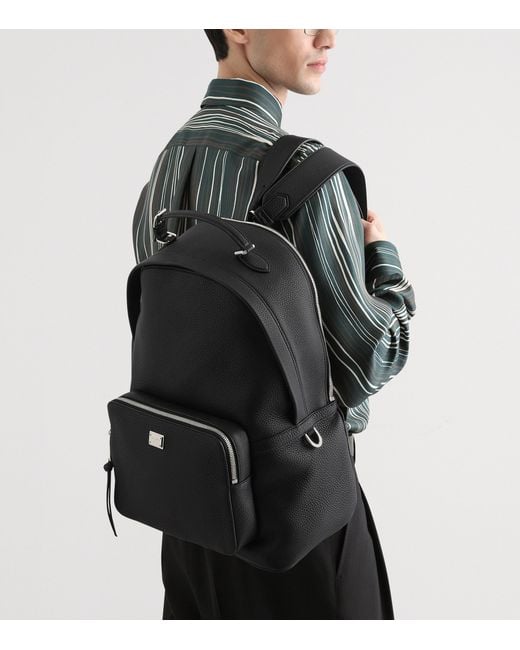 Dolce & Gabbana Black Leather Vittoria Backpack for men