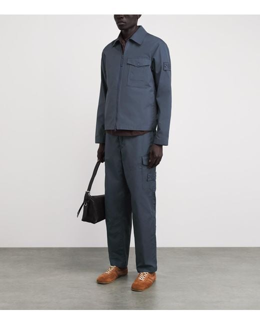 Stone Island Blue Cotton-Canvas All-Weather Ghost Trousers for men