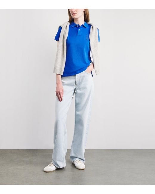 Polo Ralph Lauren Blue Cotton Beaded Big Pony Polo Shirt
