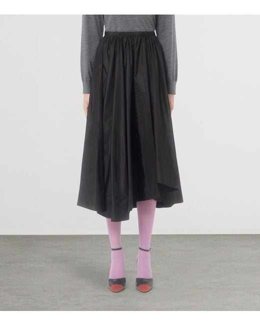 Valentino Black Silk Pleated Midi Skirt