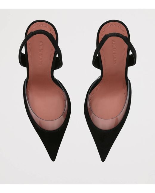 AMINA MUADDI Black Suede Lara Slingback Heels 95