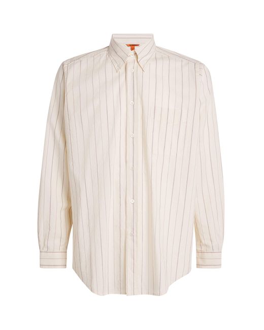 Barena White Cotton Stripe Shirt for men