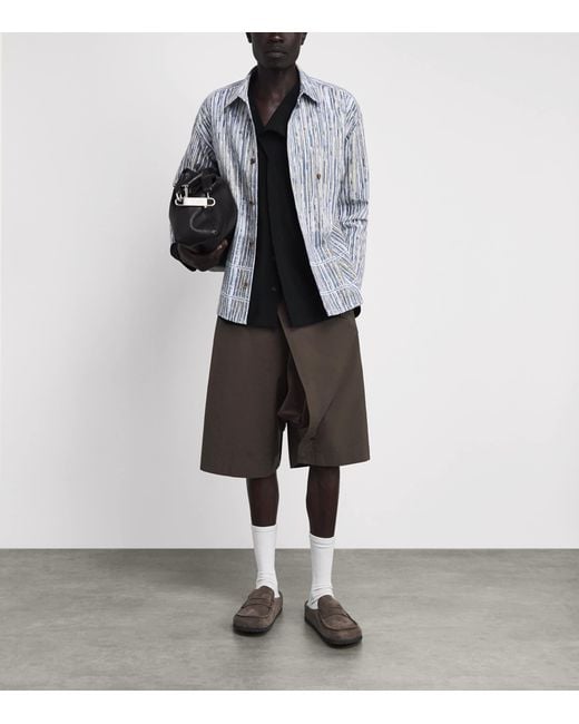 IM MEN Gray Wide-Leg Chino Shorts for men
