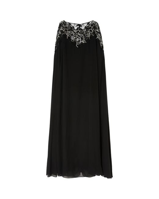 Marina Rinaldi Black Embellished Maxi Dress And Cape