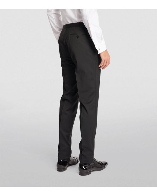 Pal Zileri Black Satin-waistband Classic Trousers for men