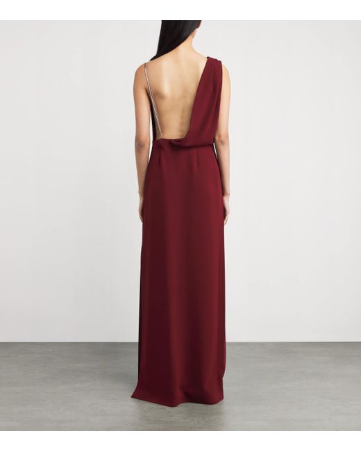 Max Mara Crystal-Embellished Asymmetric Maxi Dress in Purple | Lyst