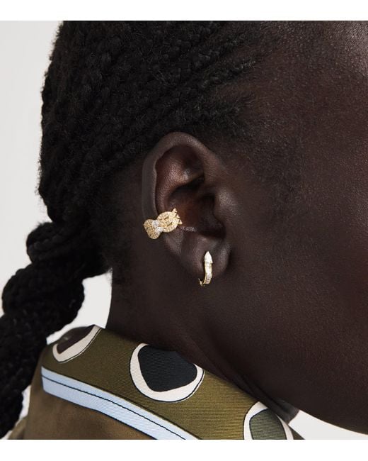 Anita Ko Natural And Diamond Saturn Huggie Earrings