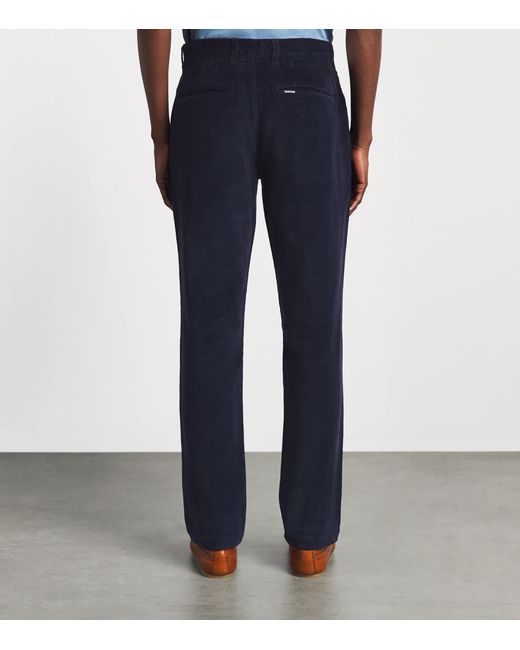 Barbour Blue Stretch-Cotton Corduroy Tailored Trousers for men