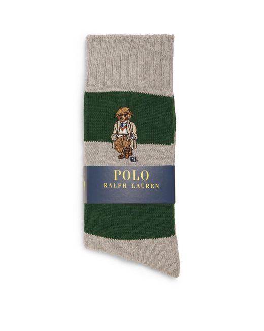 Polo Ralph Lauren Green Cotton-Blend Polo Bear Stripe Socks for men