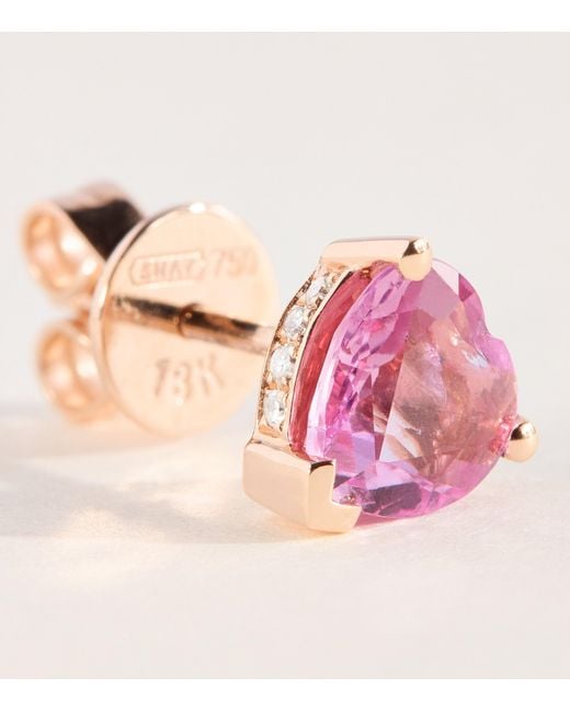 SHAY Pink Rose, Diamond And Sapphire Teardrop Halo Stud Earrings
