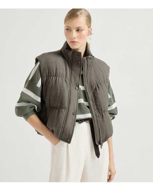 Brunello Cucinelli Gray Cotton Padded Gilet