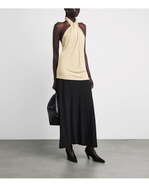 Totême Black Jersey Flared Maxi Skirt